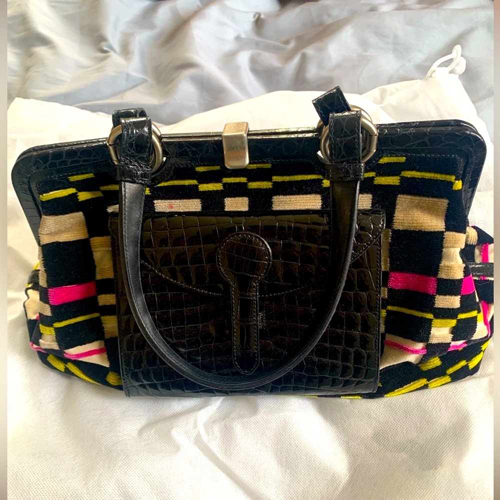 Rare Bottega Veneta velvet frame handbag
